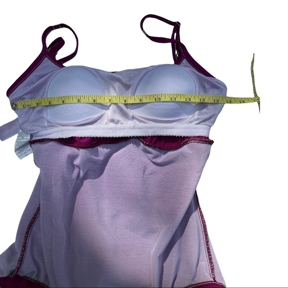 𝅺rise Marie Reid flutter top one piece swim suit fuchsia. Size 10. - Picture 6 of 10